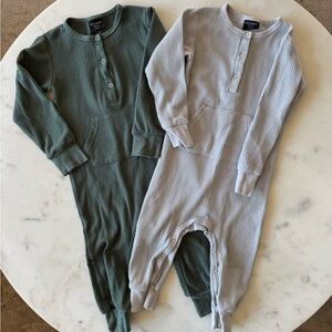 Set of Two Little Bipsy waffle rompers